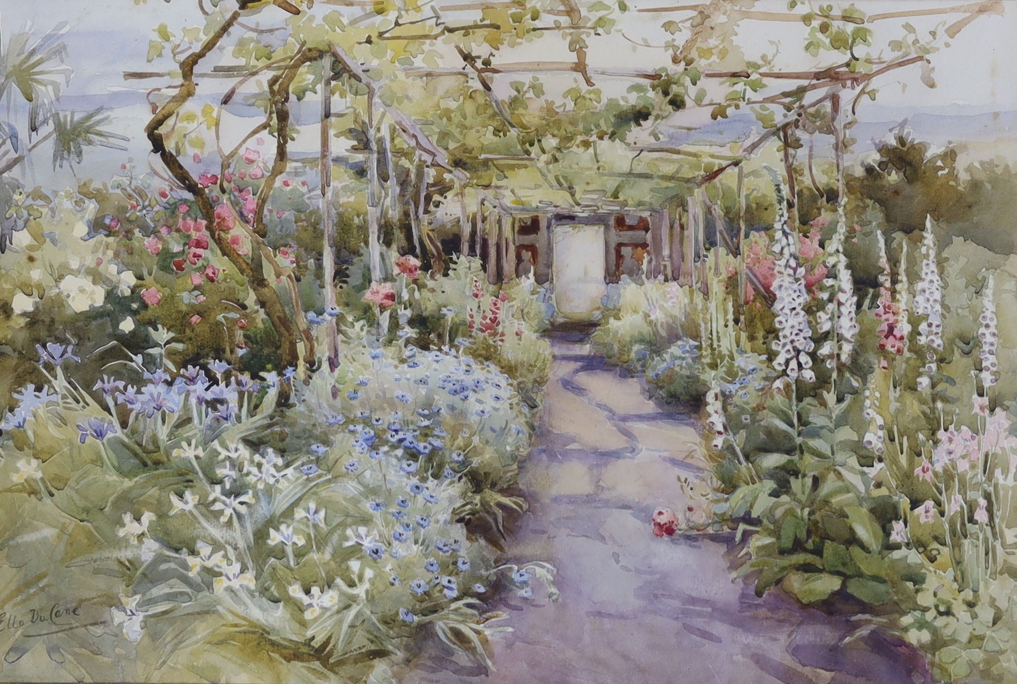 Ella Du Cane (1874-1943), set of four watercolours, Villa Sahel Algier, Garden Terrace, Rose garden and one other, signed, largest 29 x 44cm